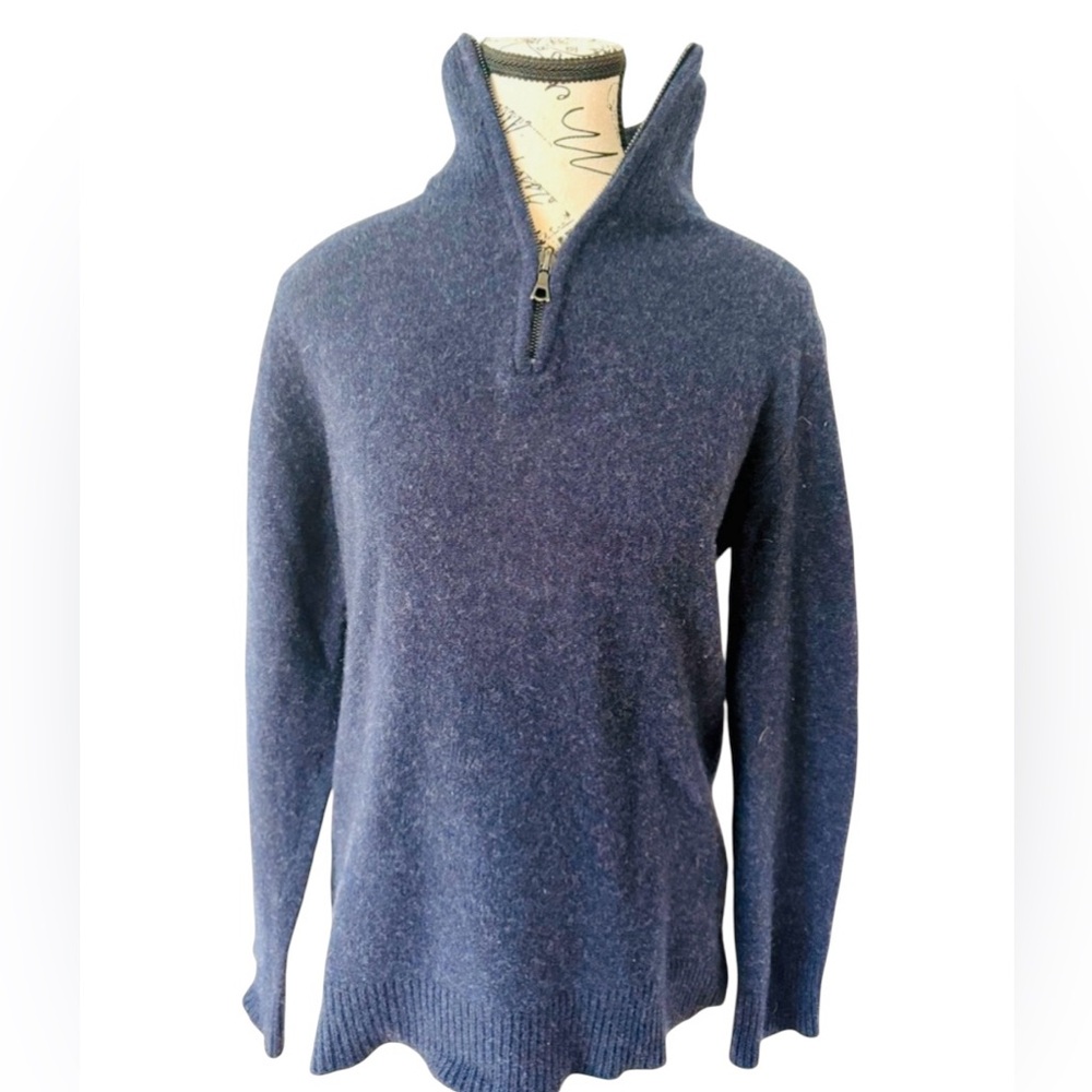 A.P.C. Wool Cashmere Half Zip Sweater Navy Blue
